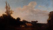 Francesco Giuseppe Casanova Cattle on pasture. oil on canvas